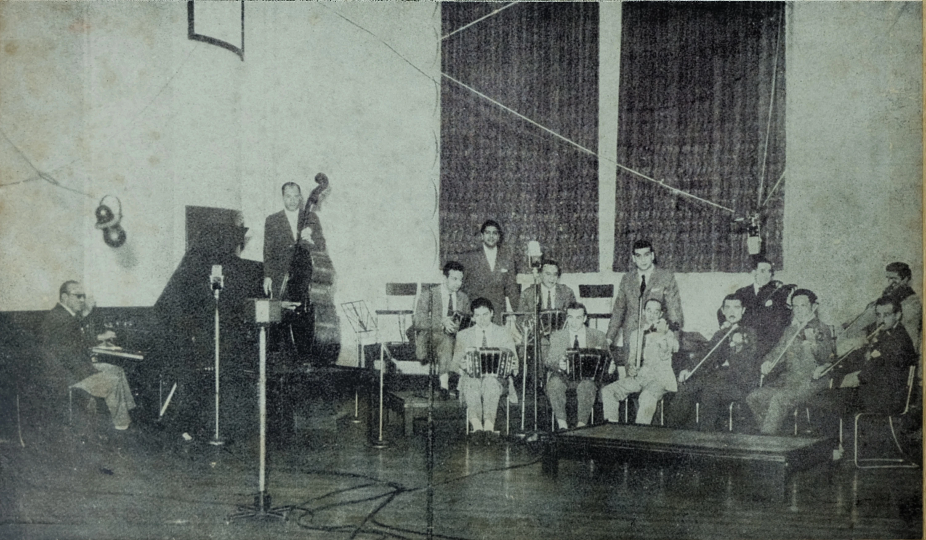 Carlos Di Sarli and his Gran Orquesta in the RCA Victor recording studio, probably on 3 February 1956
