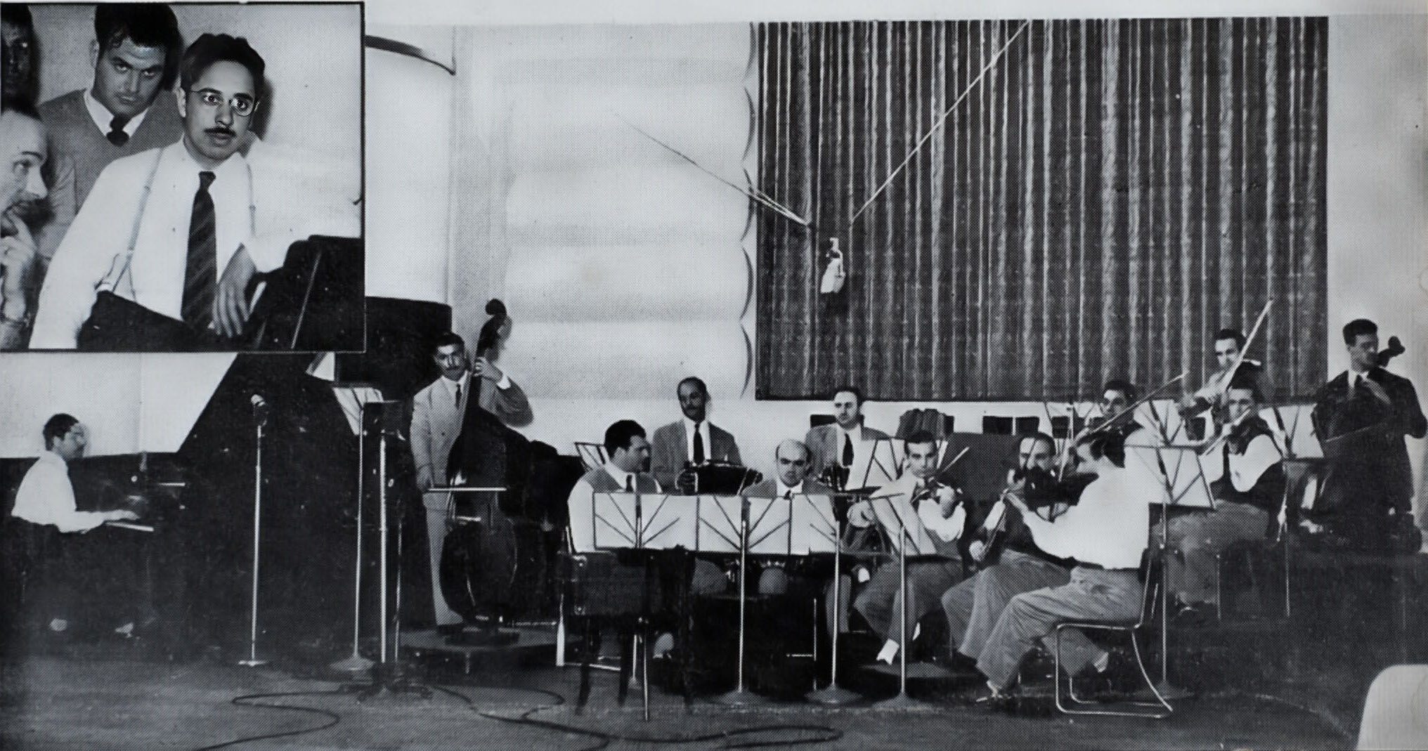 Horacio Salgán and his Gran Orquesta Típica recording at RCA Victor studios.